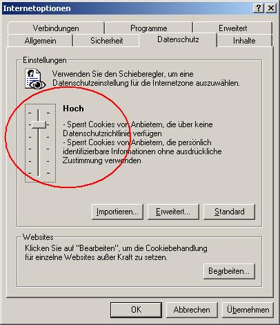 Windows Internet Explorer 6 Einstelldialog