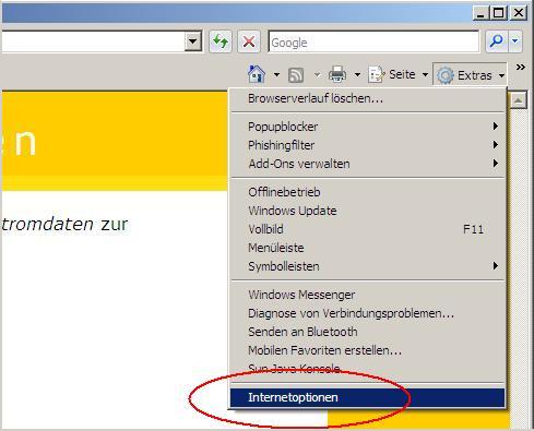 Windows Internet Explorer 7 Menu Extras